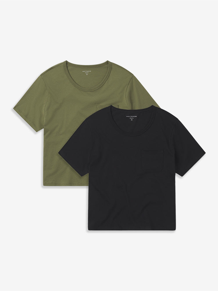 Cotton Boxy Pocket Crew Neck Tee 2-Pack