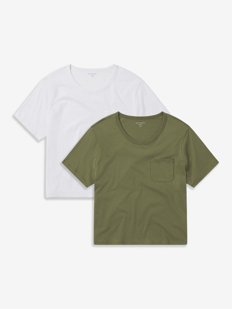 Cotton Boxy Pocket Crew Neck Tee 2-Pack