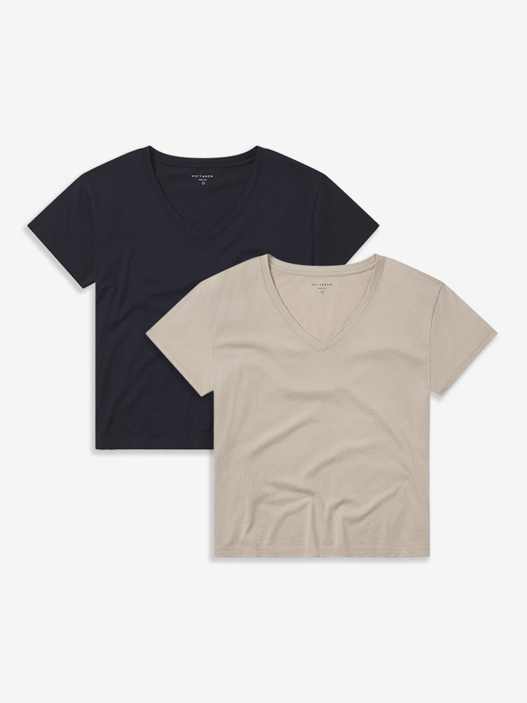 Cotton Relaxed V-Neck Tee 2-Pack