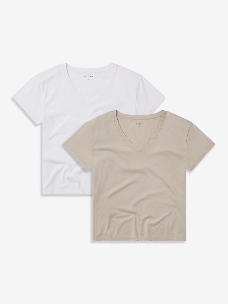 Cotton Relaxed V-Neck Tee 2-Pack