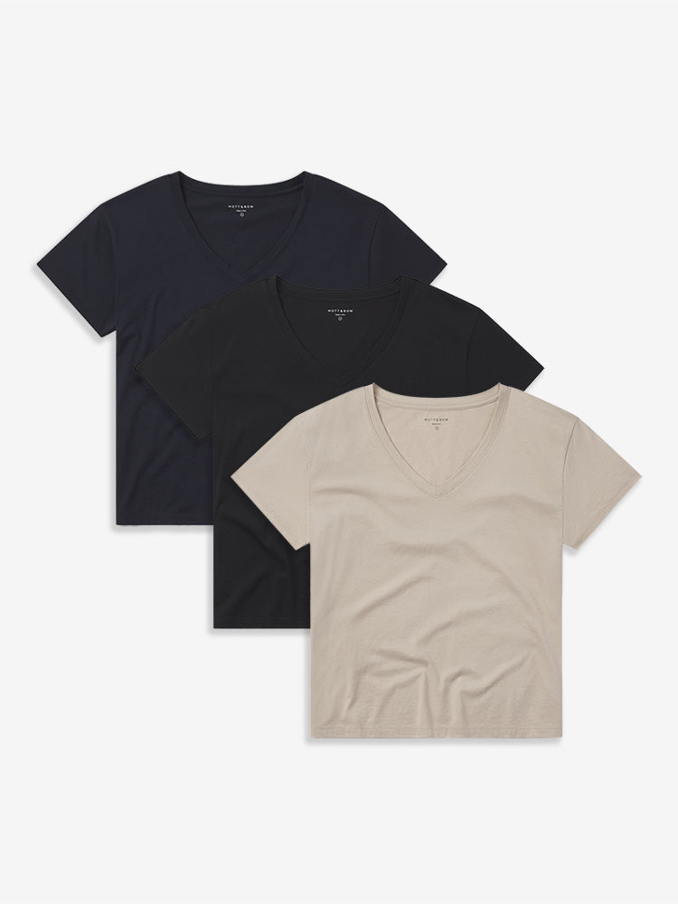 Cotton Relaxed V-Neck Tee 3-Pack