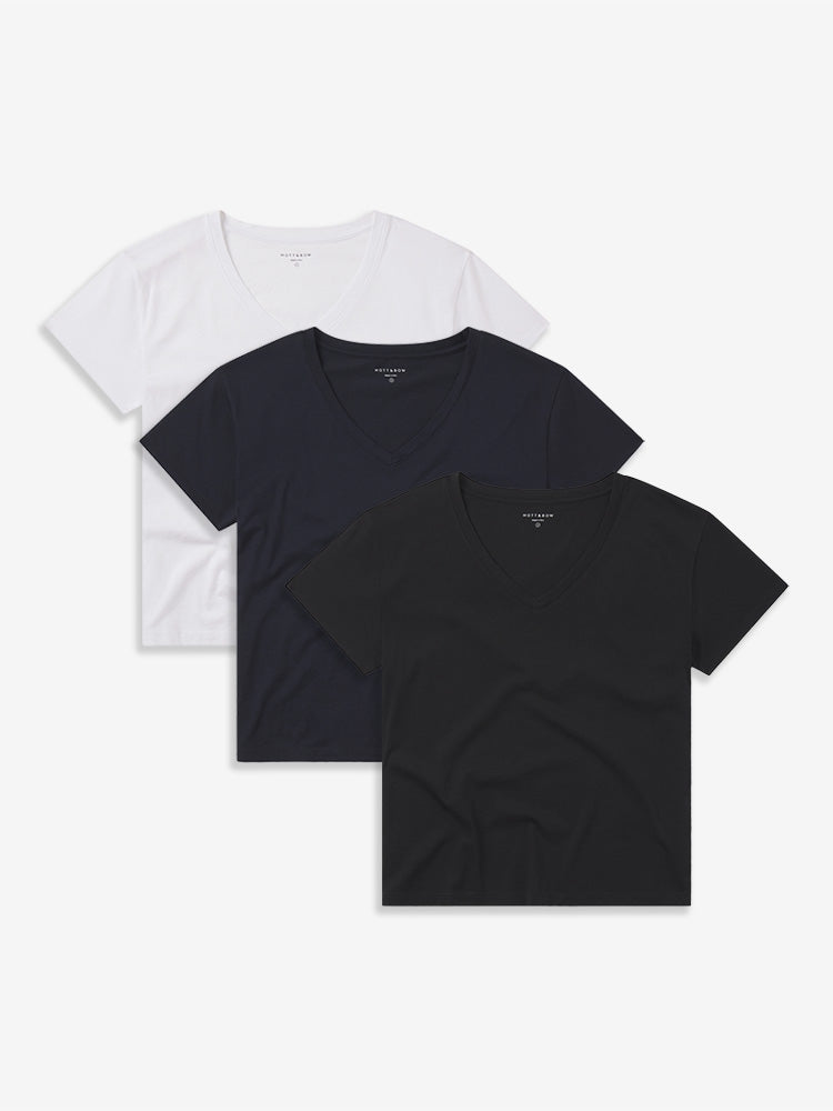 Cotton Relaxed V-Neck Tee 3-Pack