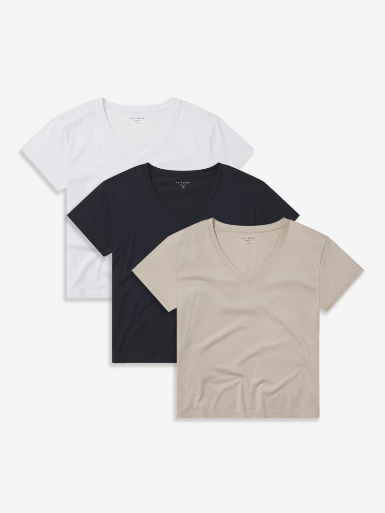 Cotton Relaxed V-Neck Tee 3-Pack