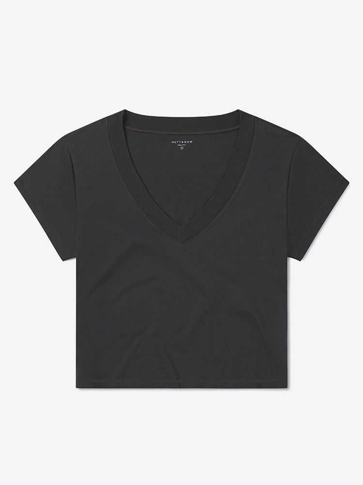 Cotton Boxy Deep V-Neck Tee