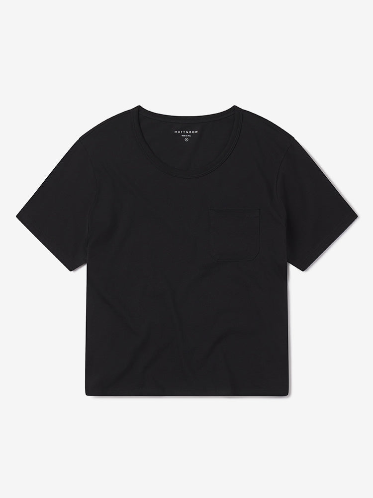 Cotton Boxy Pocket Crew Neck Tee