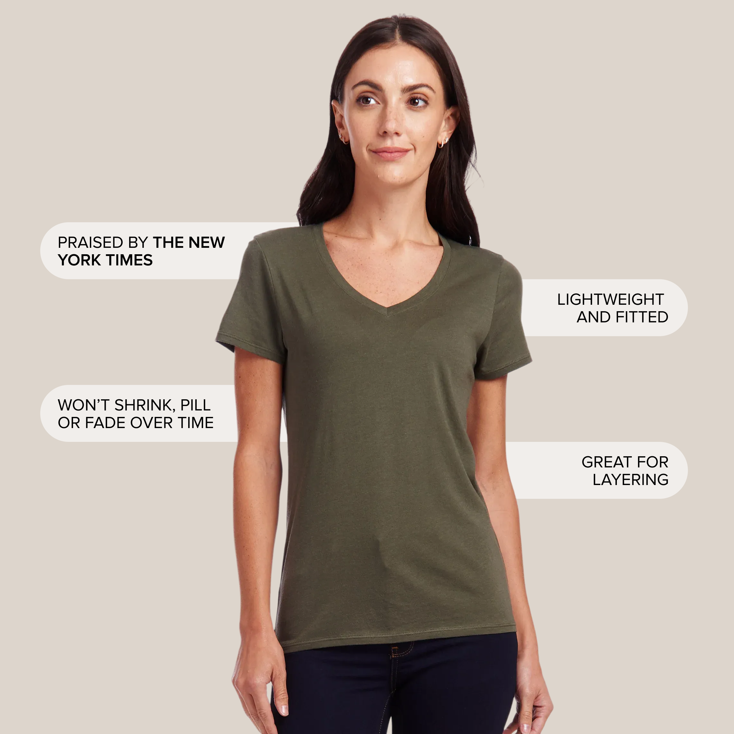 Fitted V-Neck Marcy Tee