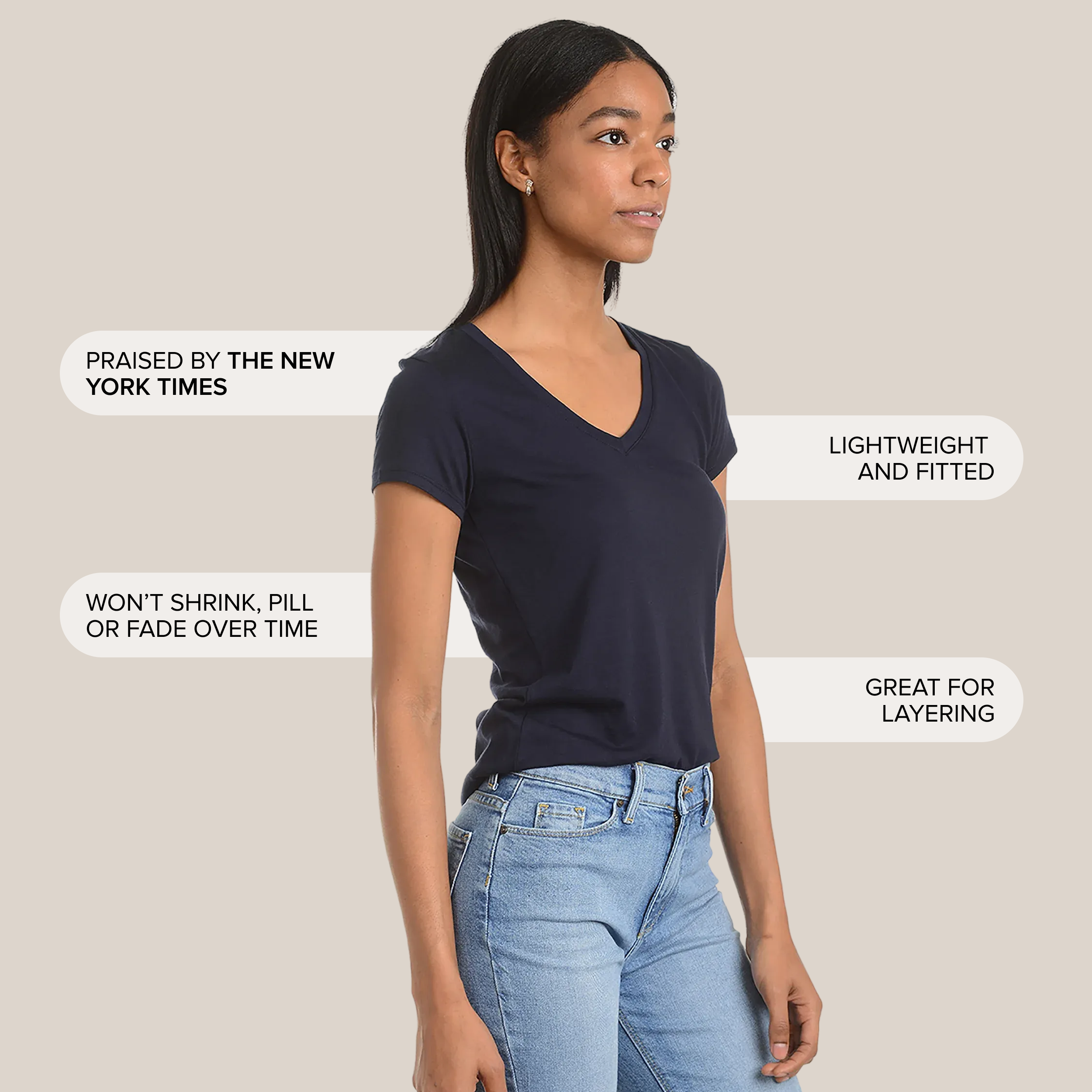 Fitted V-Neck Marcy Tee