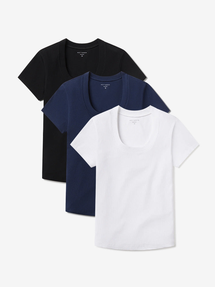 Rib Scoop Neck Tee 3-Pack