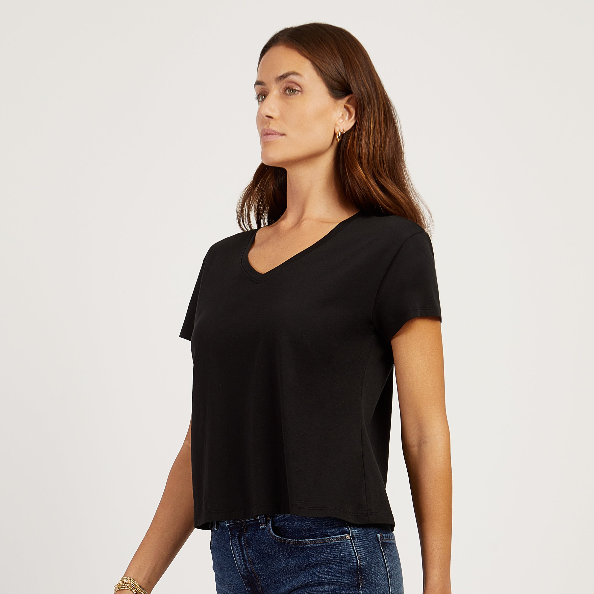Cotton Relaxed V-Neck Tee