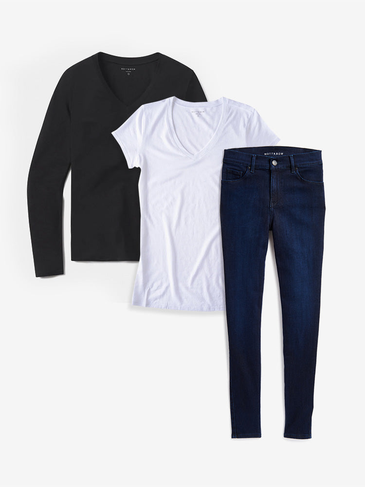 Bundle 08: 1 pair of Jeans + 1 long sleeved + 1 short sleeved Marcy tee