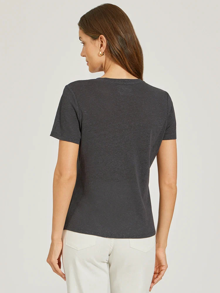 Relaxed Linen Blend V-Neck Tee