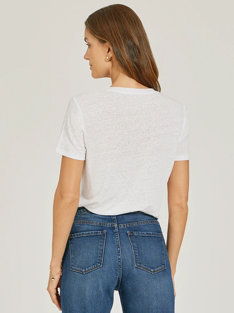 Relaxed Linen Blend V-Neck Tee