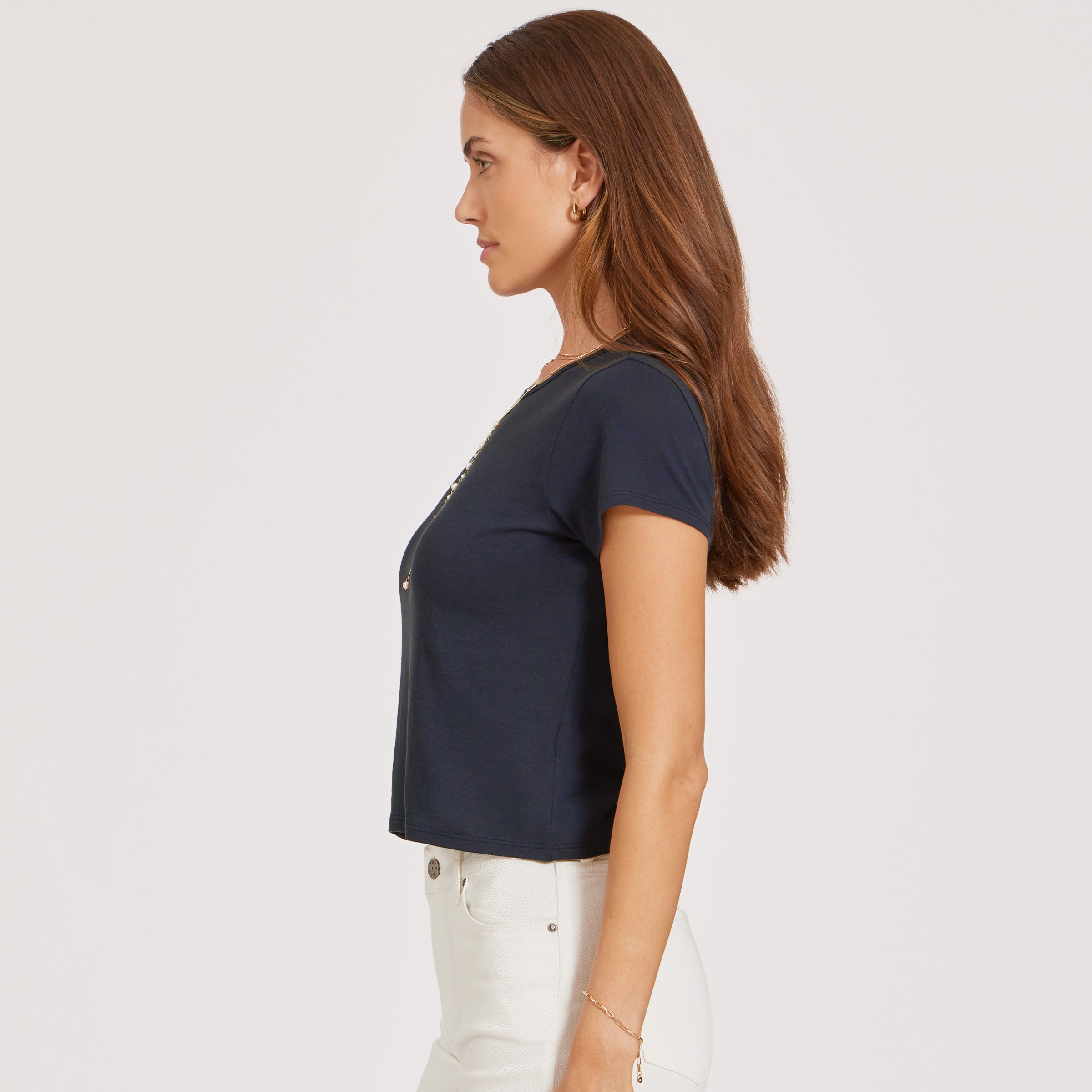 Cropped Fitted Crew Marcy Tee