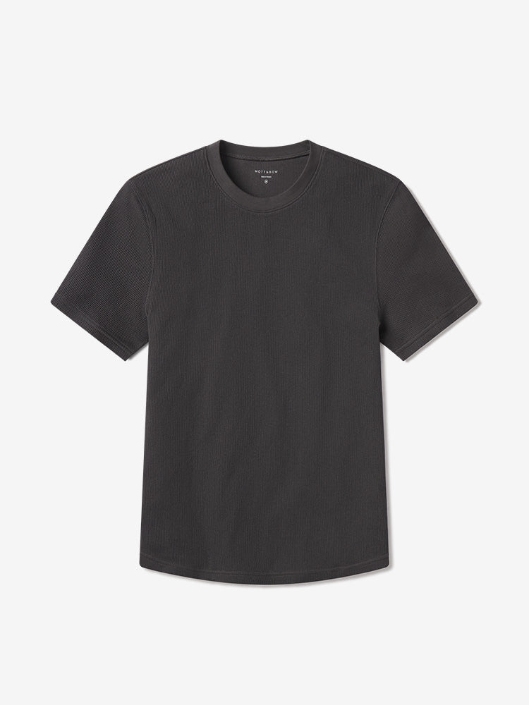Cotton Waffle Curved Hem Crew