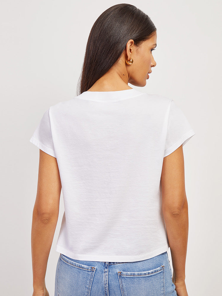 Cotton Boxy Deep V-Neck Tee