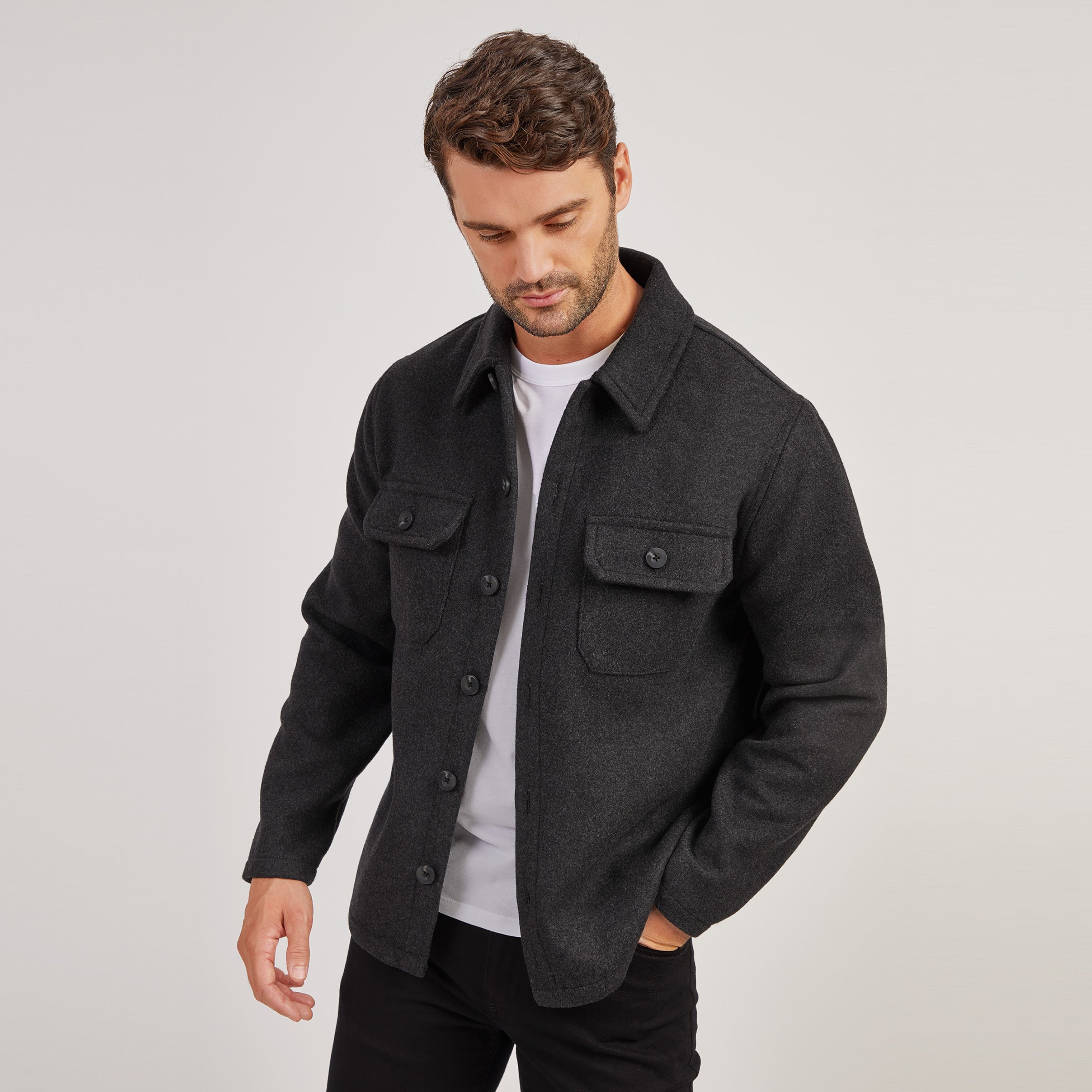 Oversized Wool Shirt Jacket