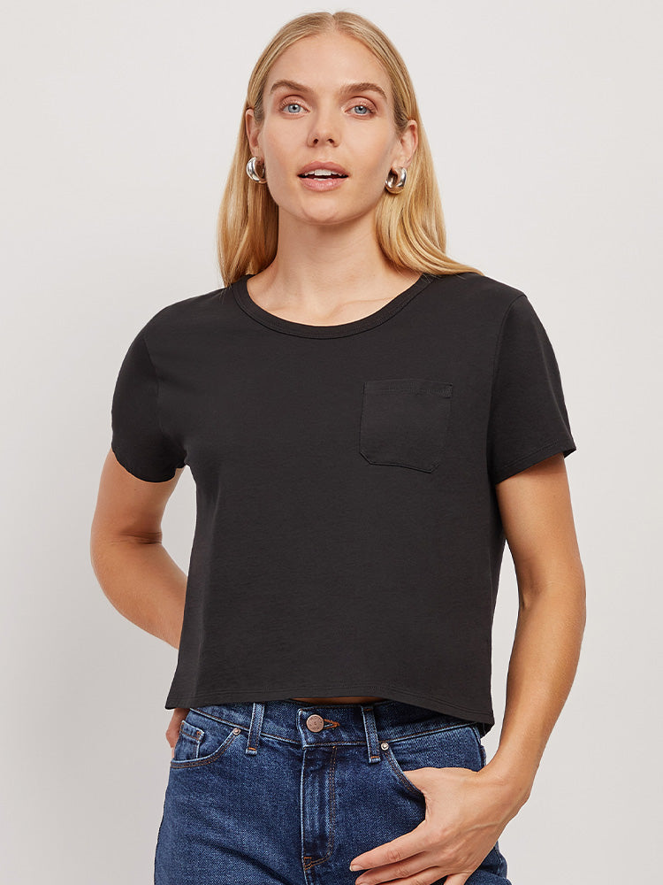 Cotton Boxy Pocket Crew Neck Tee
