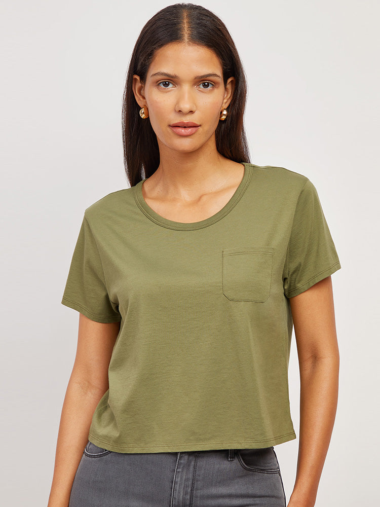 Cotton Boxy Pocket Crew Neck Tee