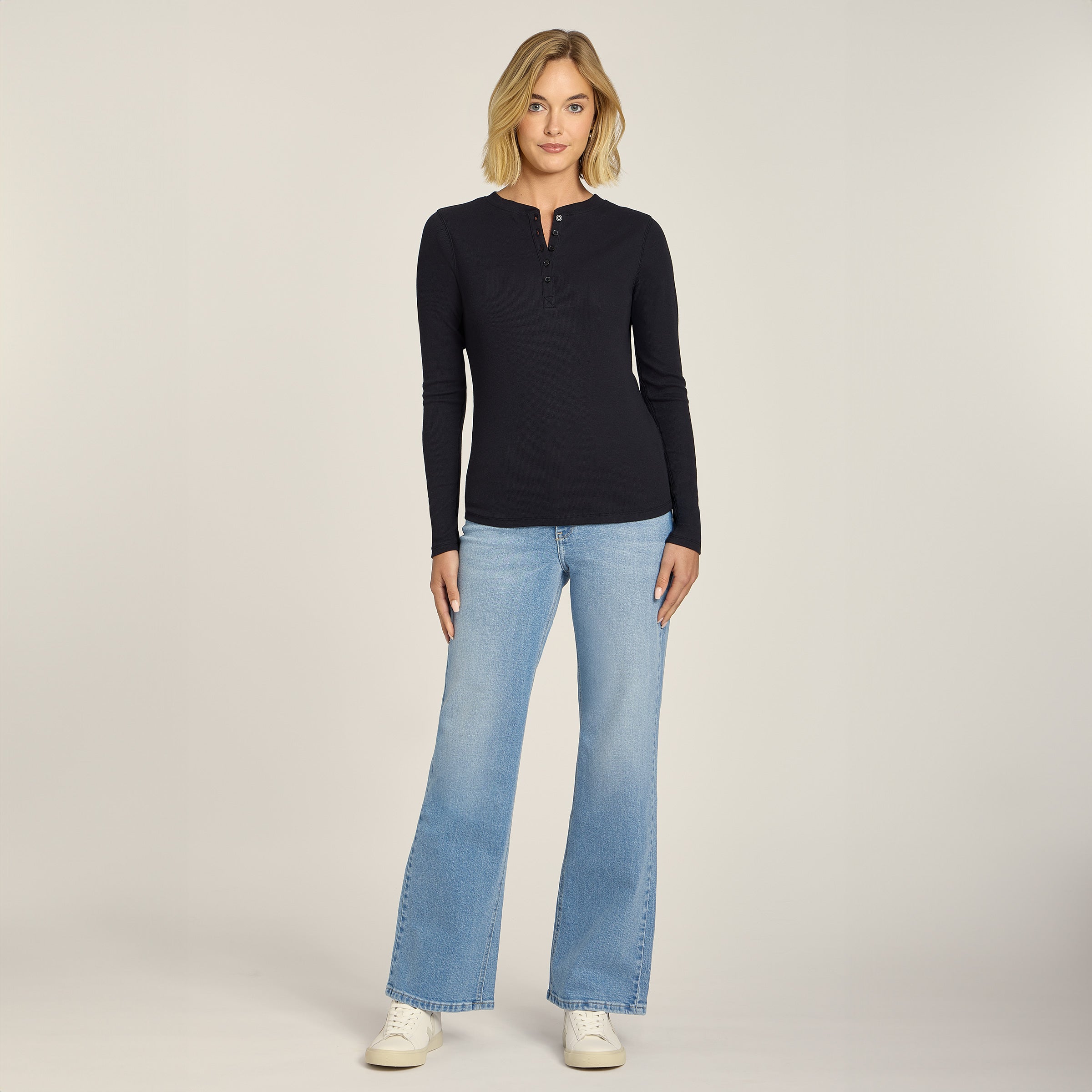 Long Sleeve Rib Henley Tee