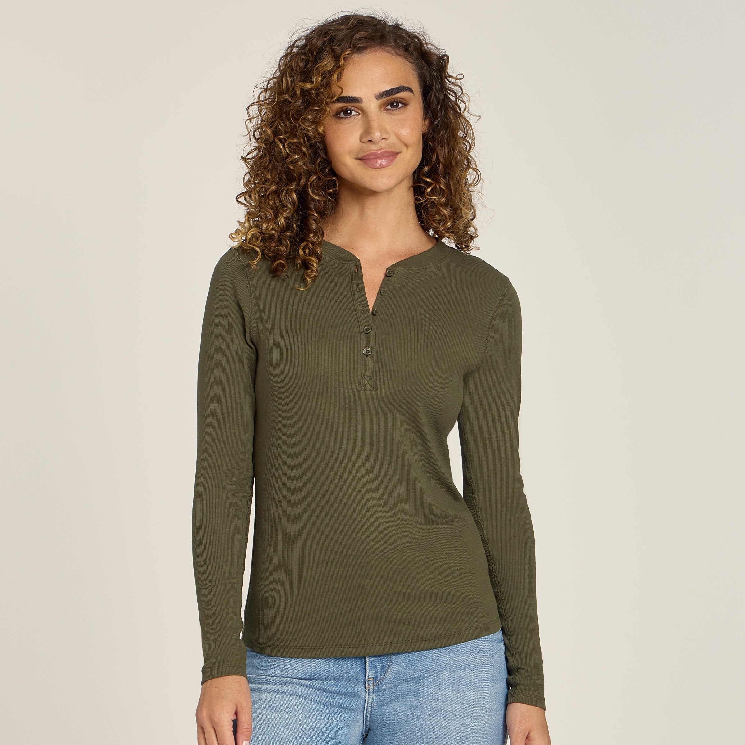 Long Sleeve Rib Henley Tee