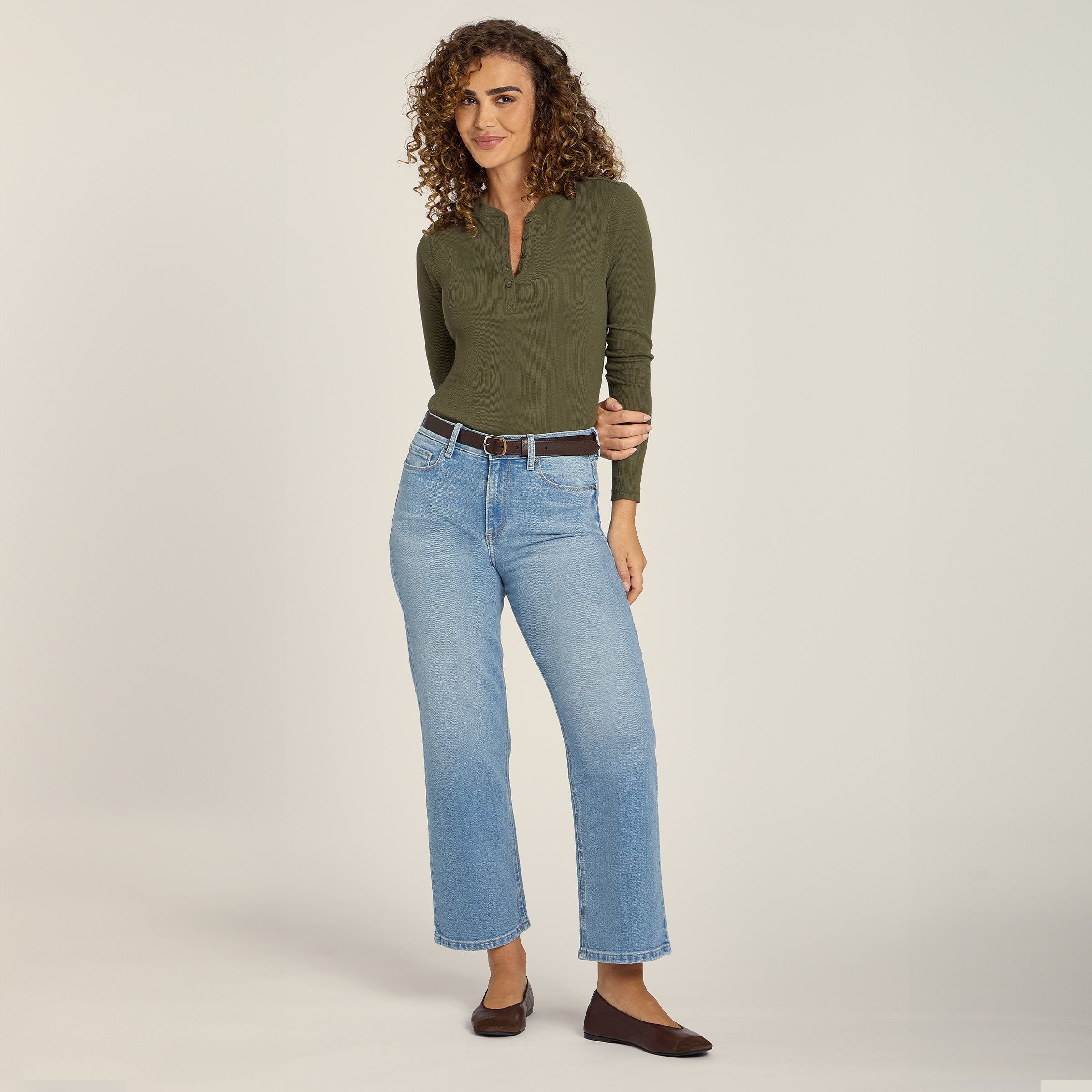Long Sleeve Rib Henley Tee