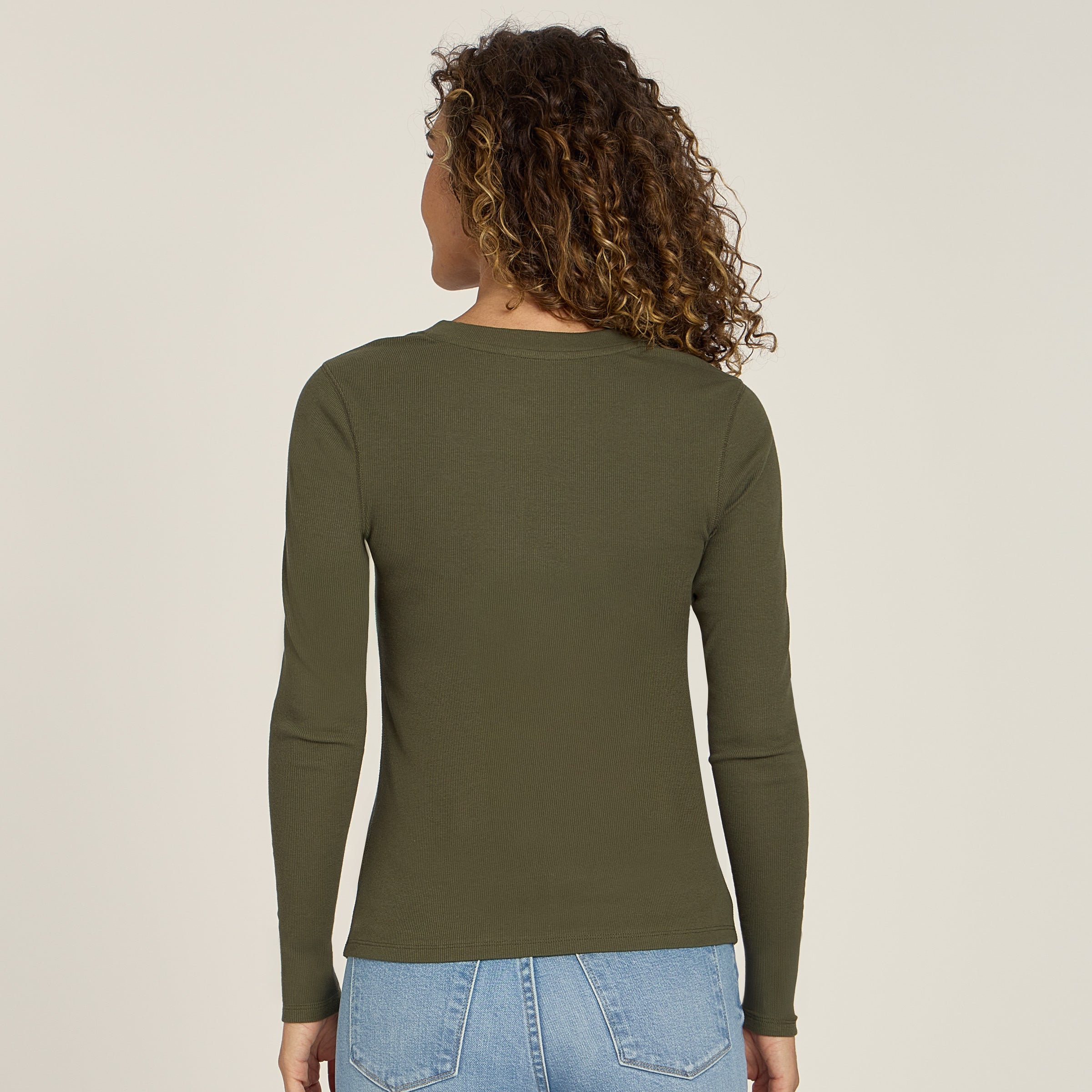 Long Sleeve Rib Henley Tee