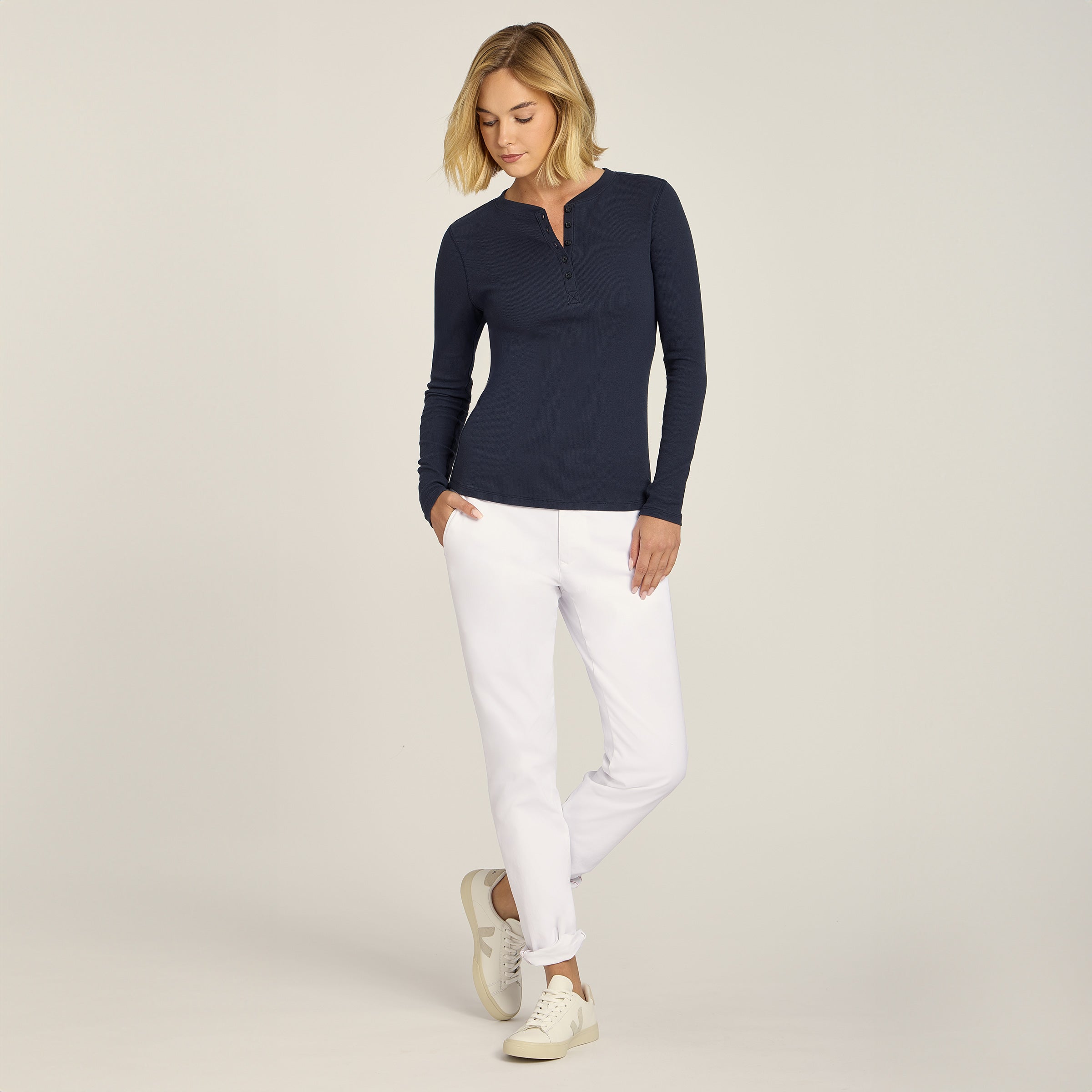 Long Sleeve Rib Henley Tee