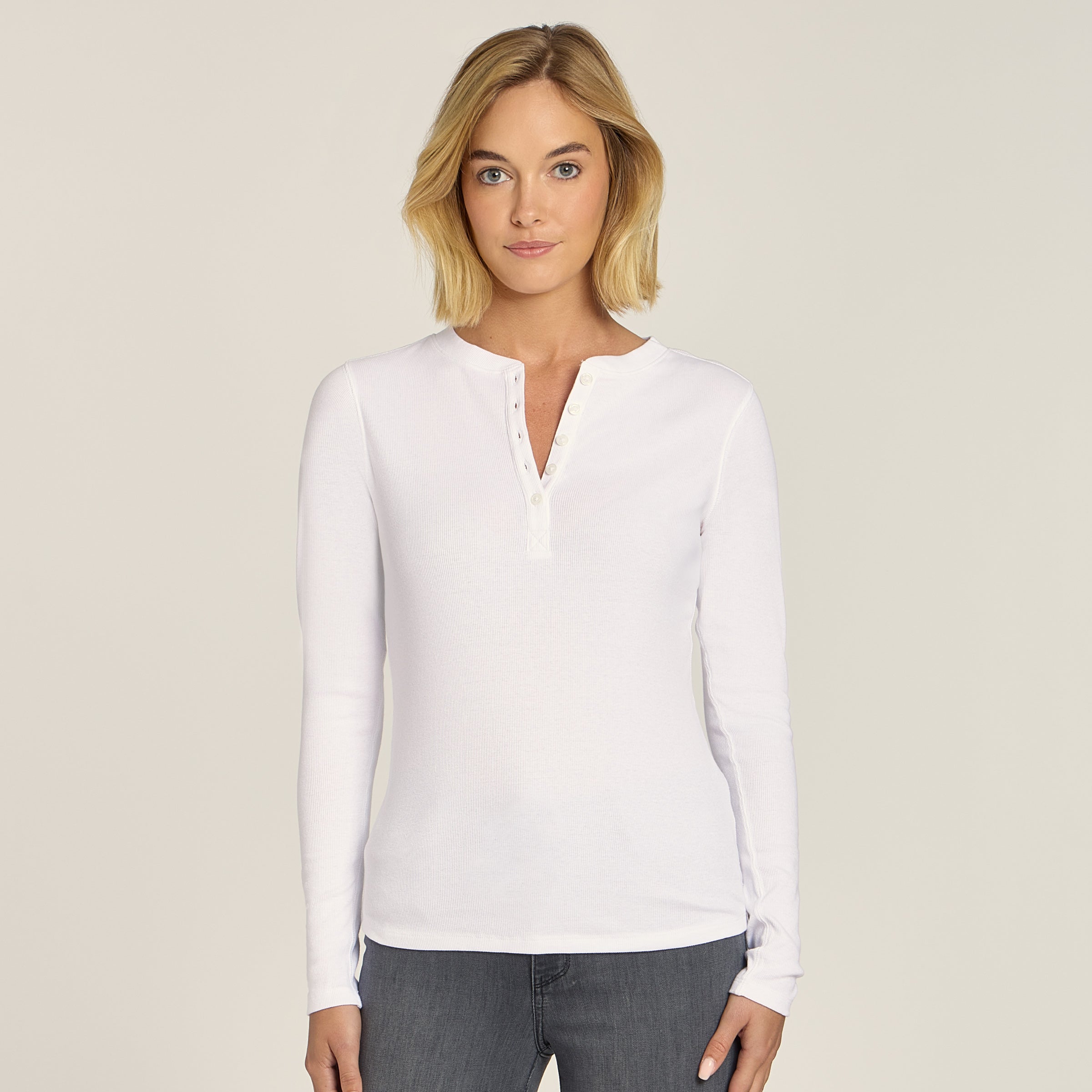 Long Sleeve Rib Henley Tee