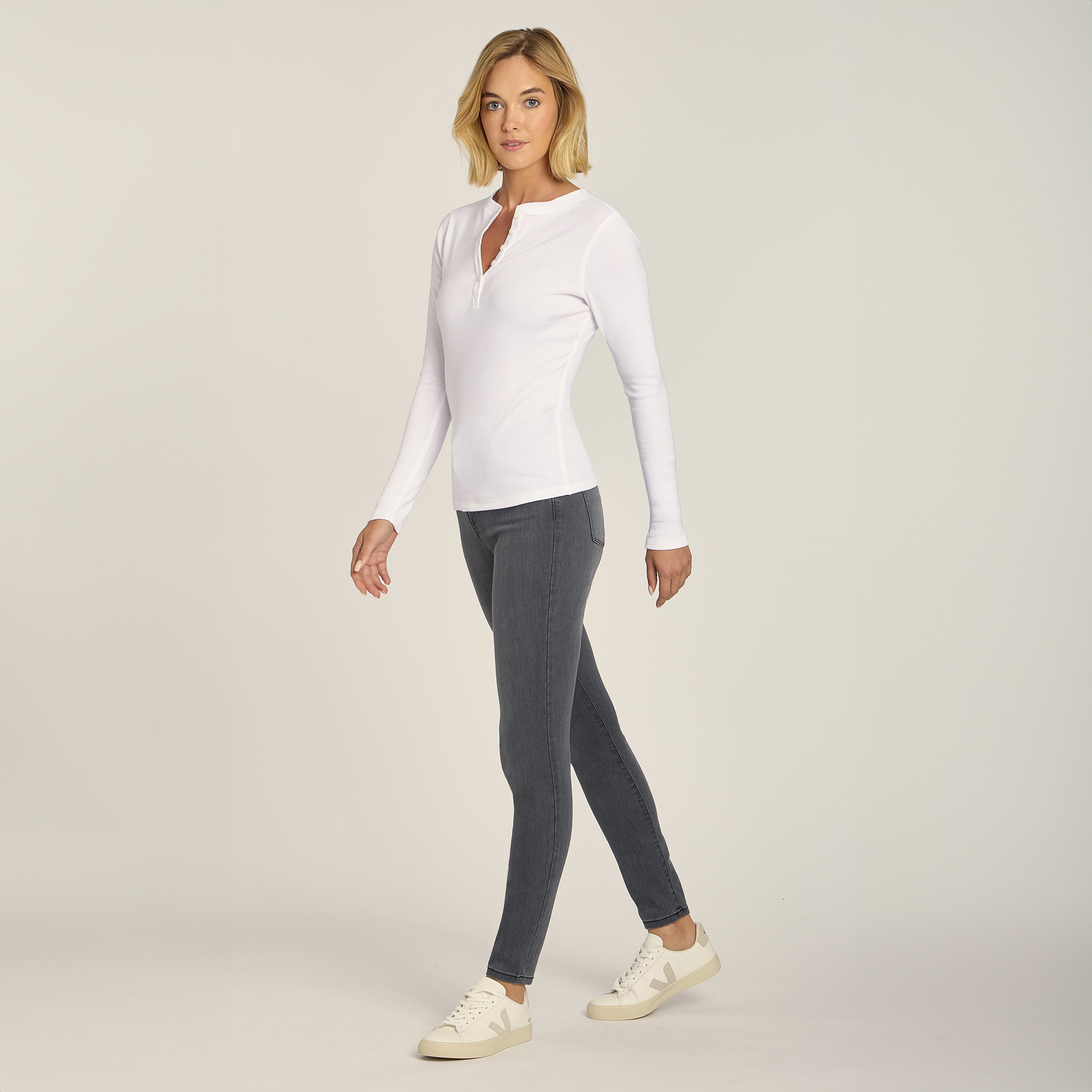 Long Sleeve Rib Henley Tee