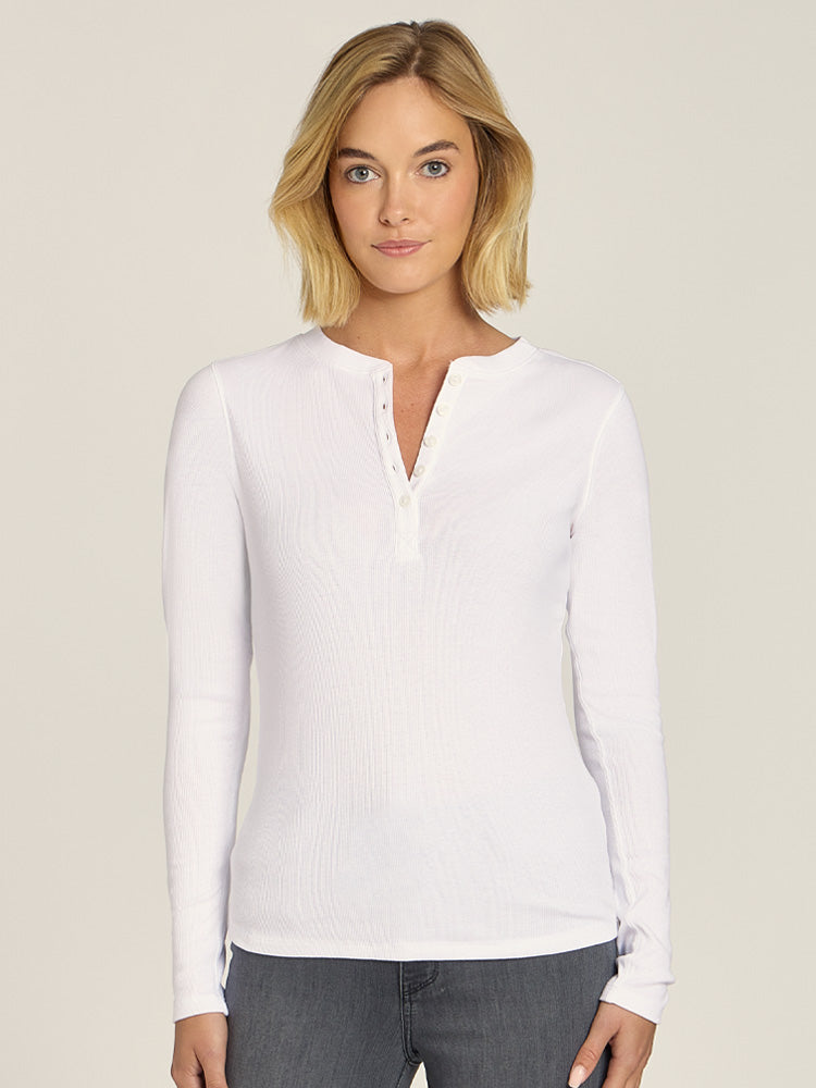 Long Sleeve Rib Henley Tee