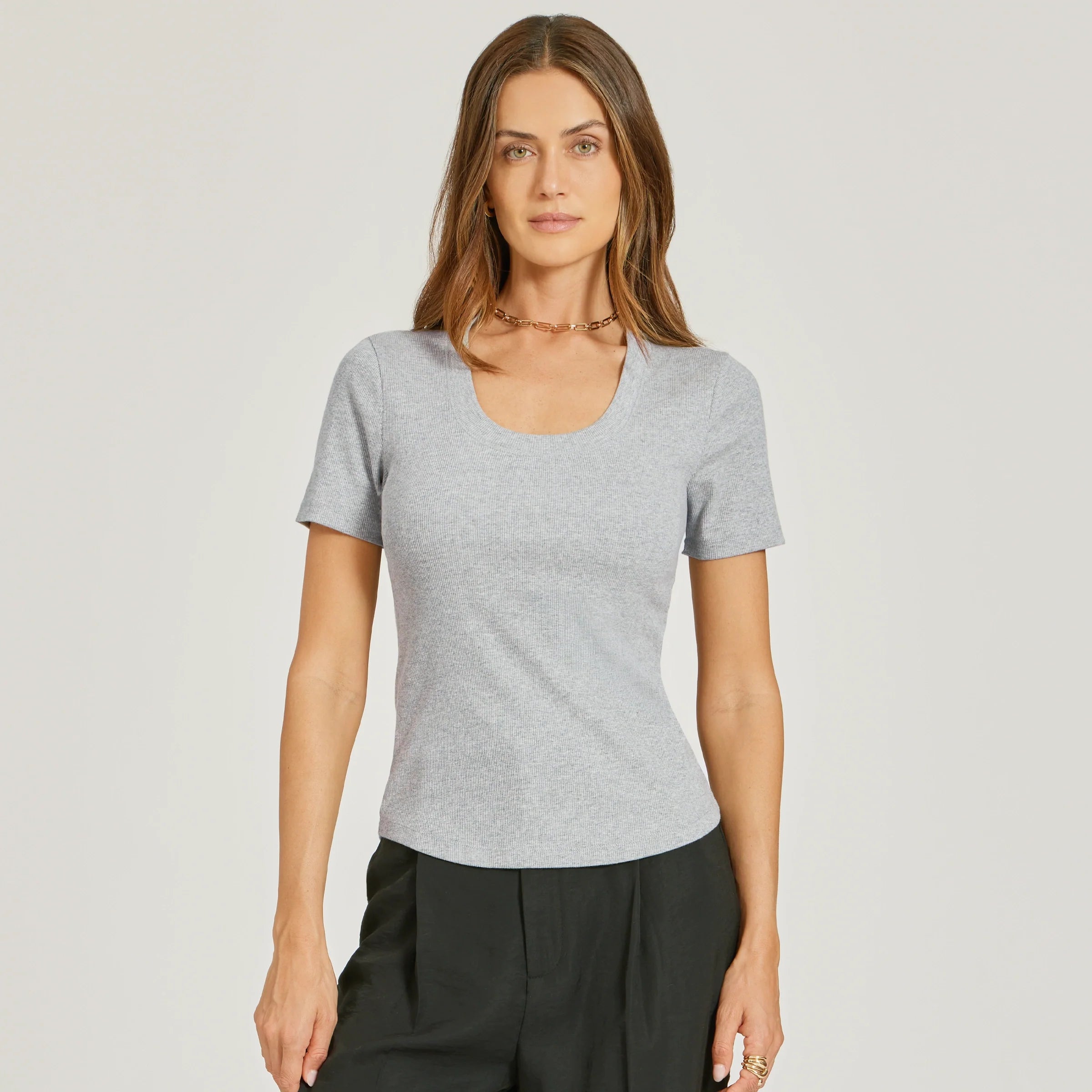 Rib Scoop Neck Tee