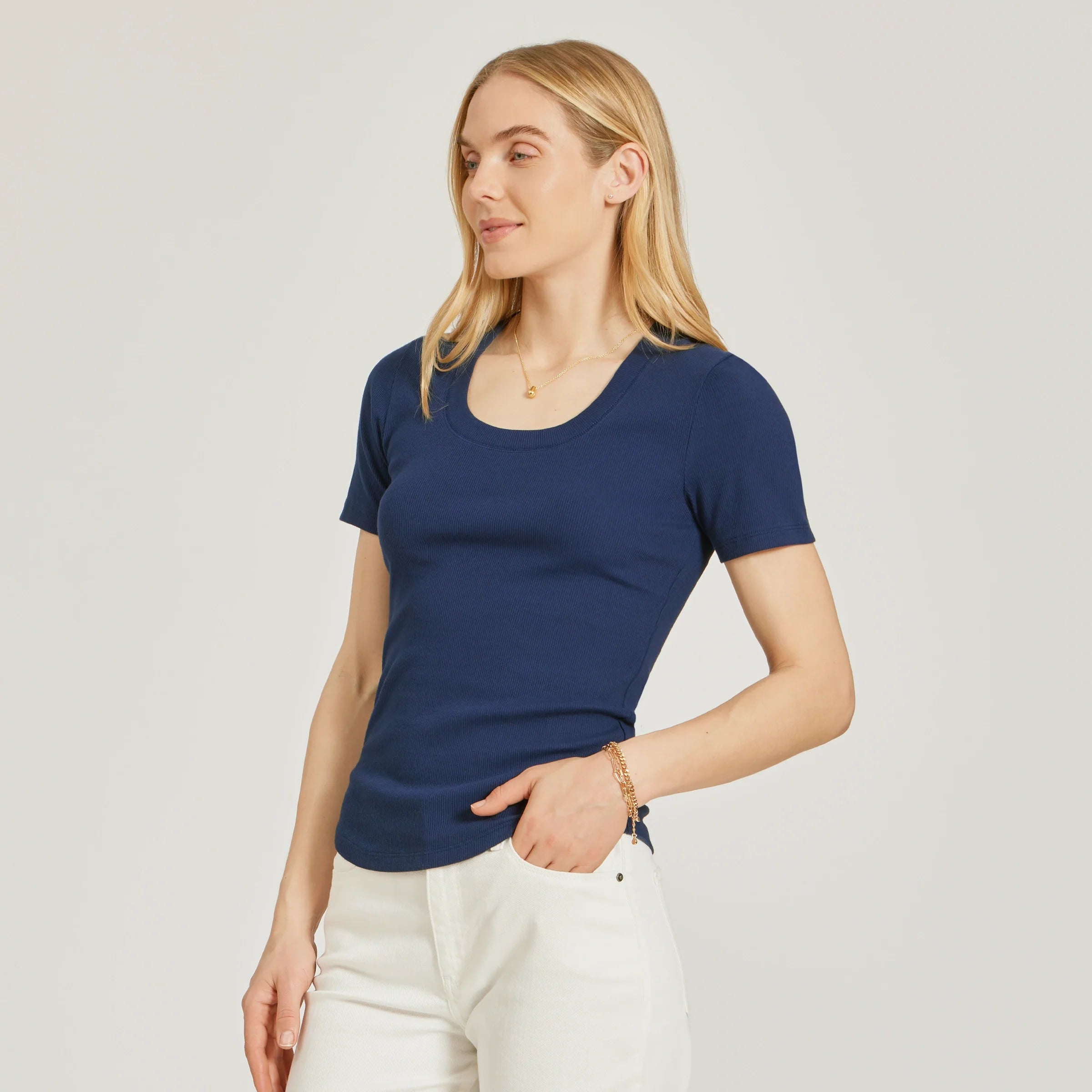 Rib Scoop Neck Tee