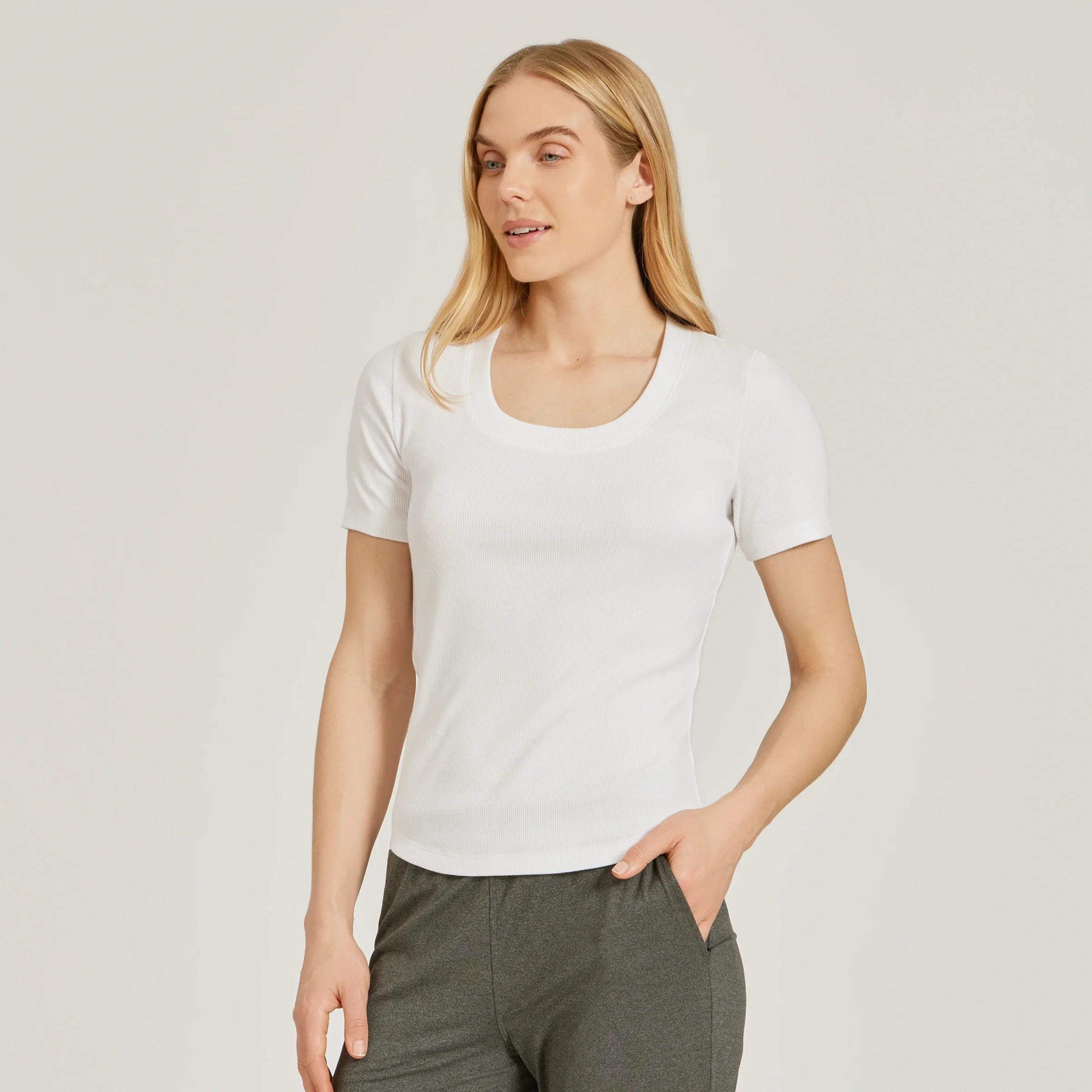 Rib Scoop Neck Tee