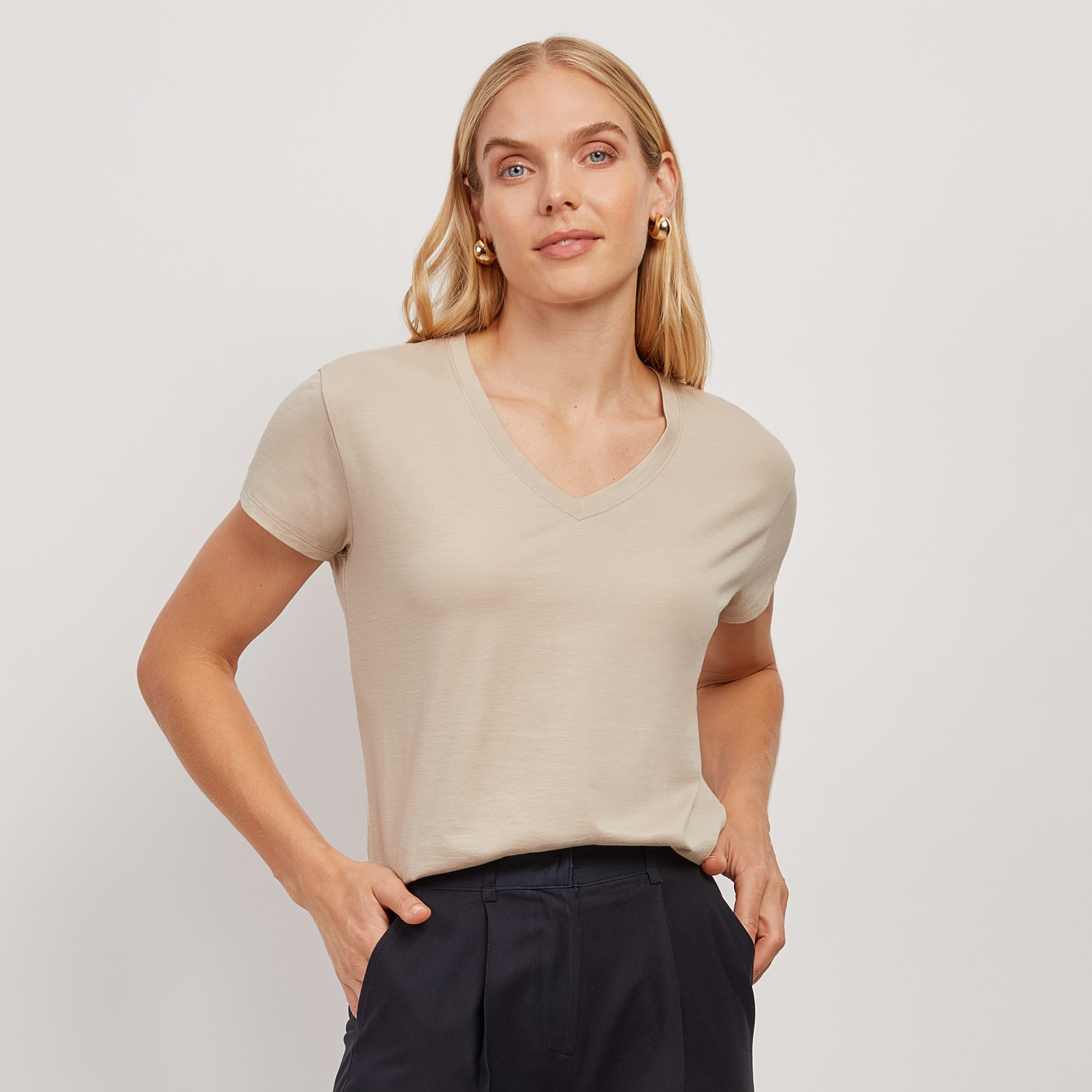 Cotton Relaxed V-Neck Tee