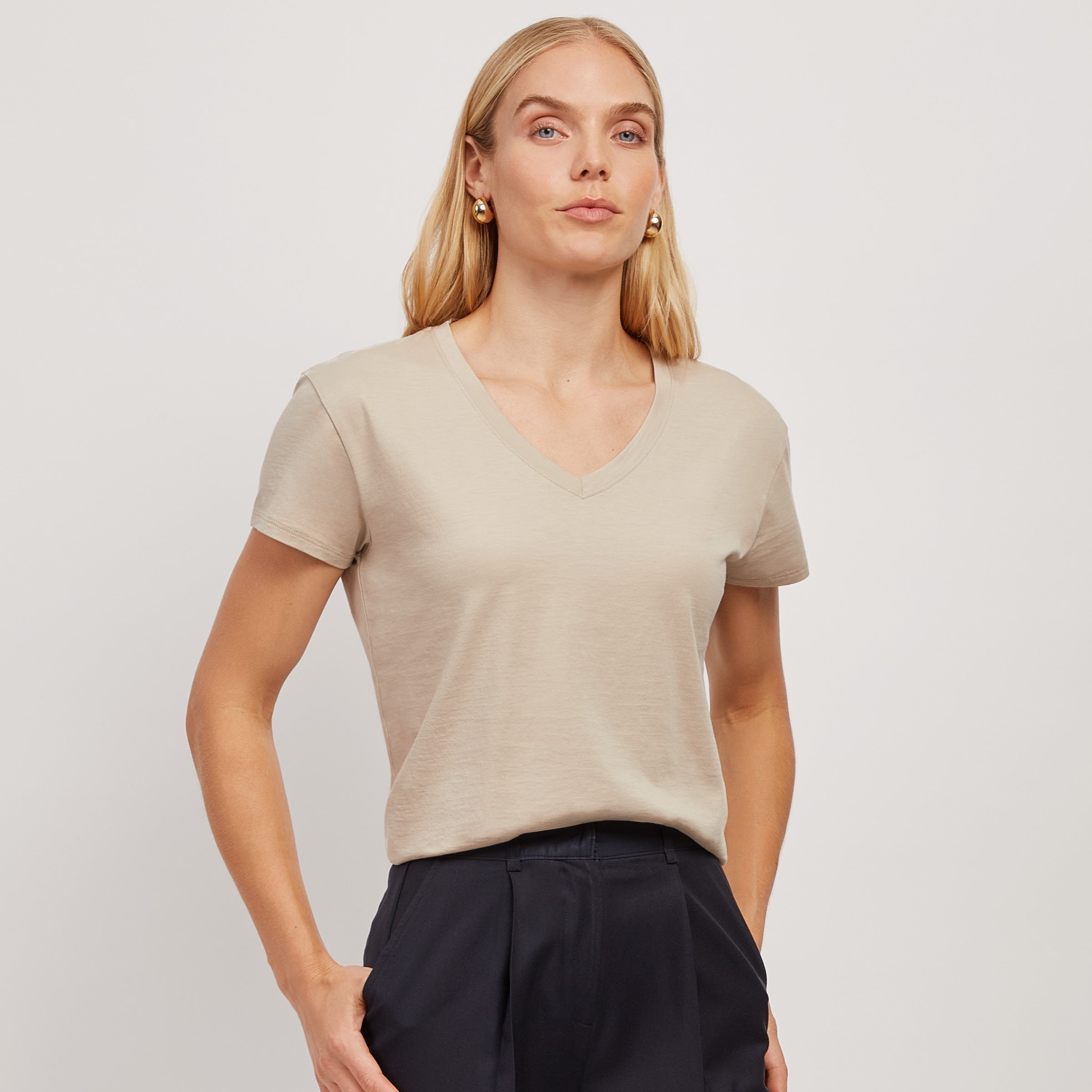 Cotton Relaxed V-Neck Tee