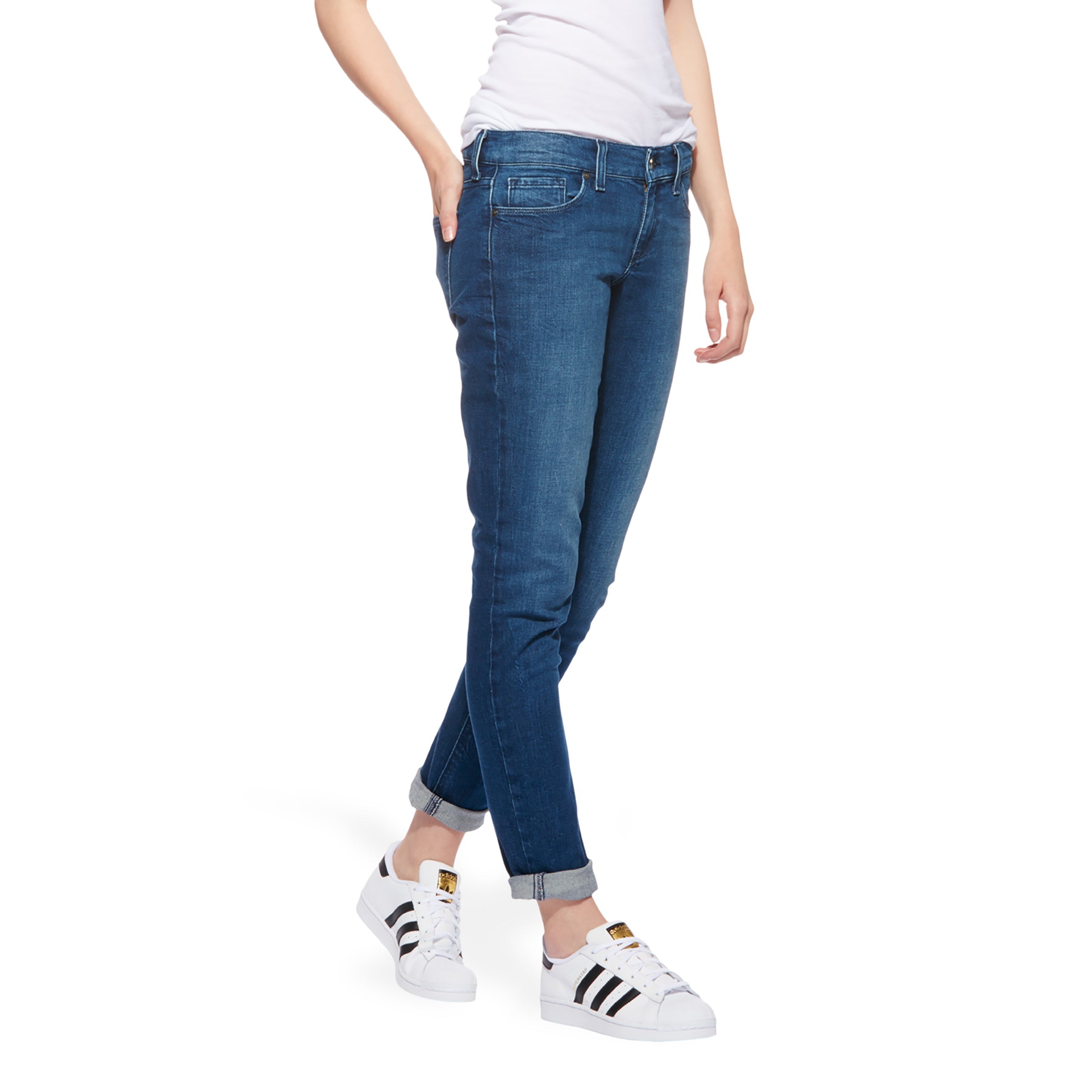 Mid Rise Slim Straight Laight Jeans