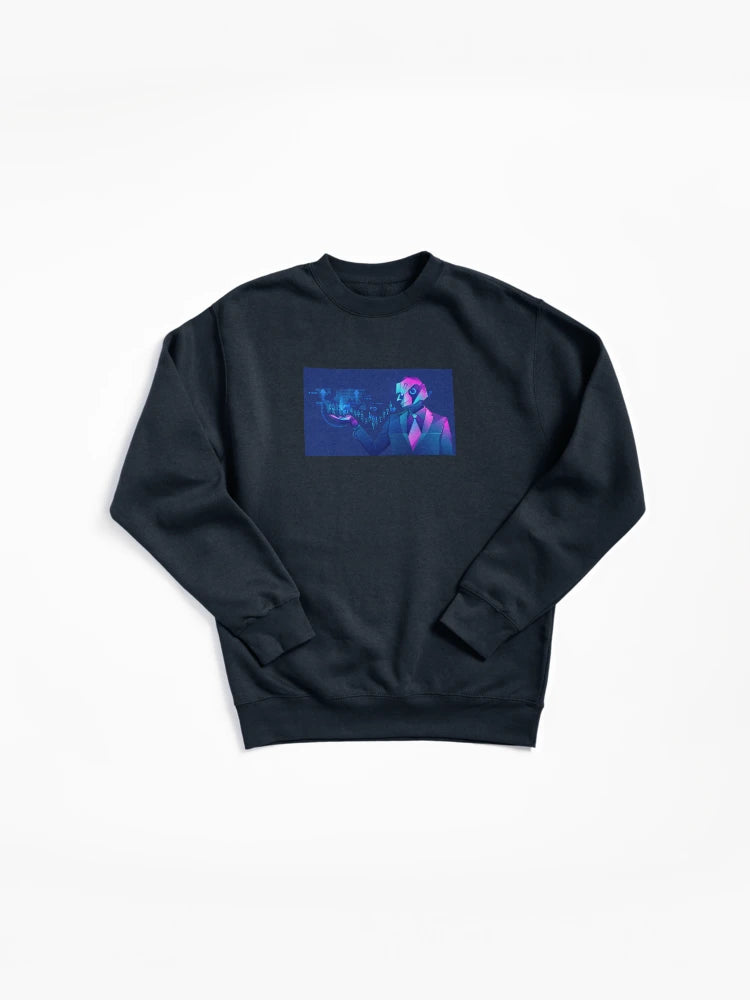 Robot Trading Fintech Pullover Sweatshirt - Stock Market Interface