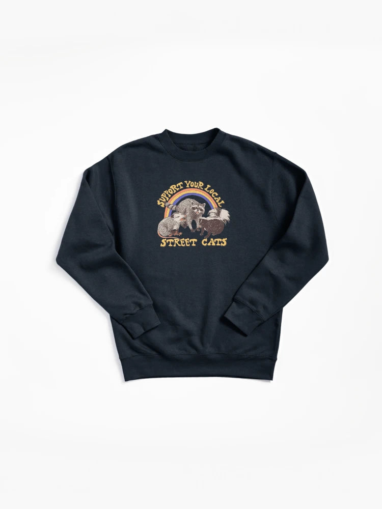 Street Cats Graphic Pullover - Urban Style Pullover Sweatshirt