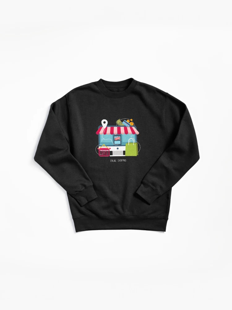 Online Shopping Flat Design Pullover Sweatshirt - Modern Graphic