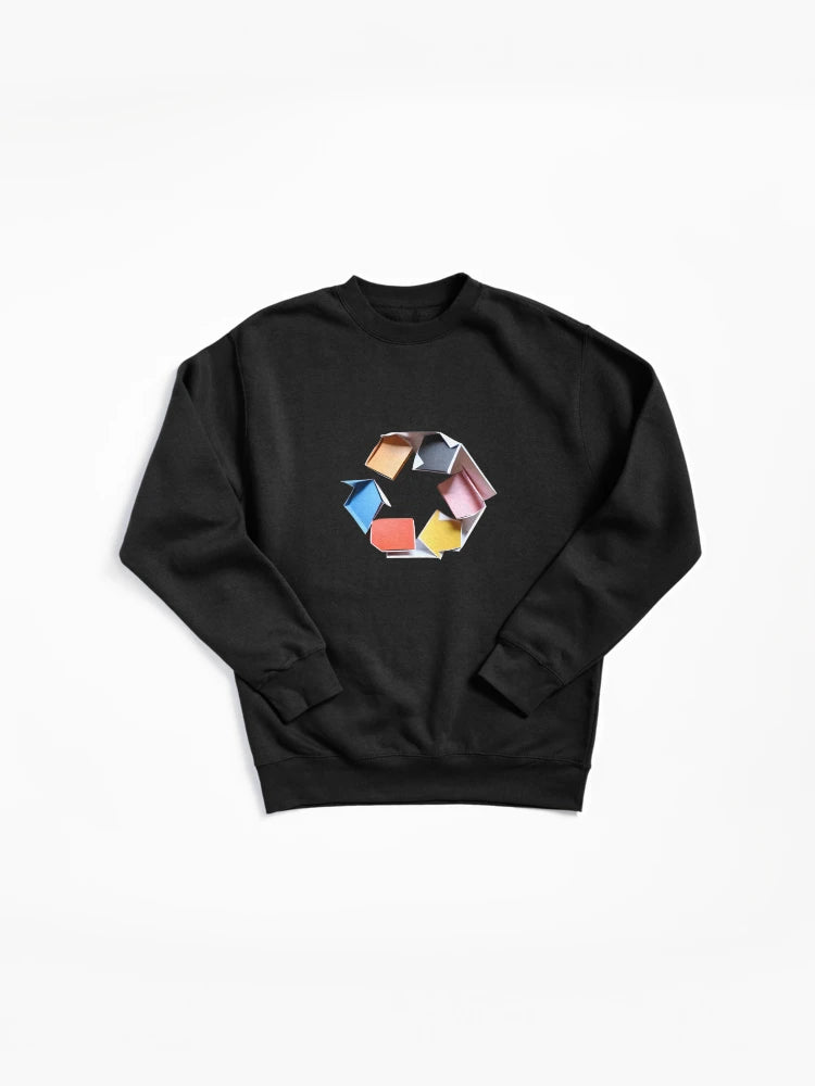 Reduce Recycle Reuse Paper Art Pullover Sweatshirt - Artistic