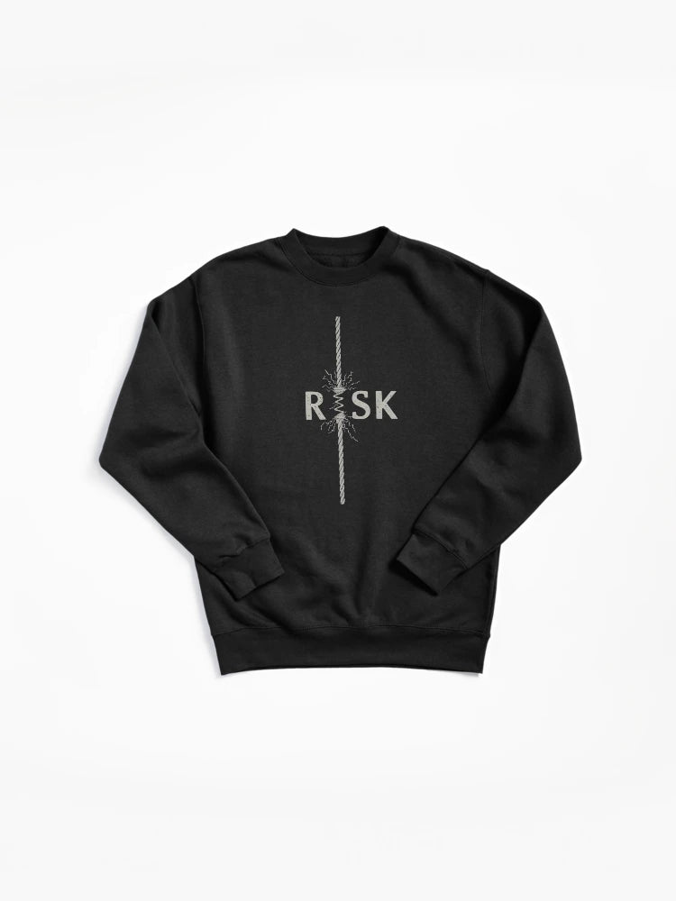 Risk Rope Typography Pullover - Minimalist Broken Rope Art
