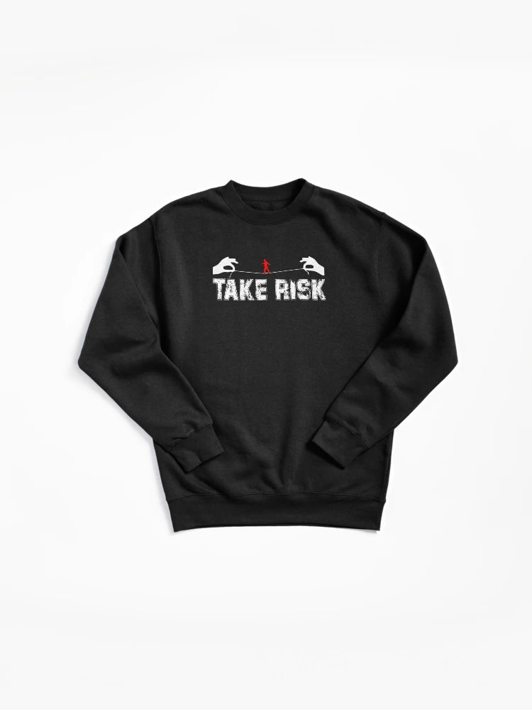 Take Risk Typography Pullover - Minimalist Bold Quote Hoodie