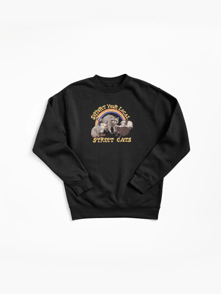 Street Cats Graphic Pullover - Urban Style Pullover Sweatshirt