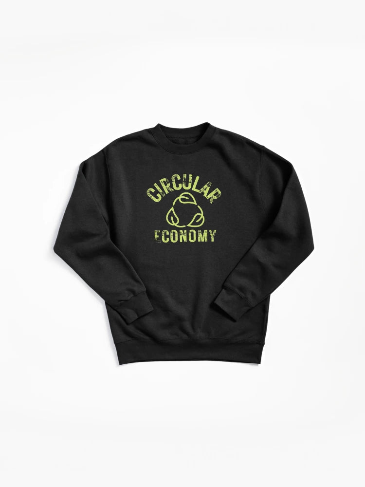 Green Circular Economy Line Art Pullover Sweatshirt