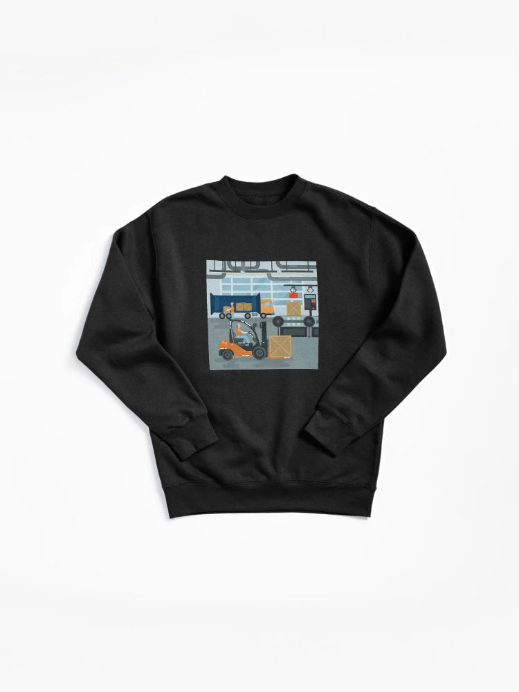 Forklift Inside Factory Cargo Industry Pullover Sweatshirt
