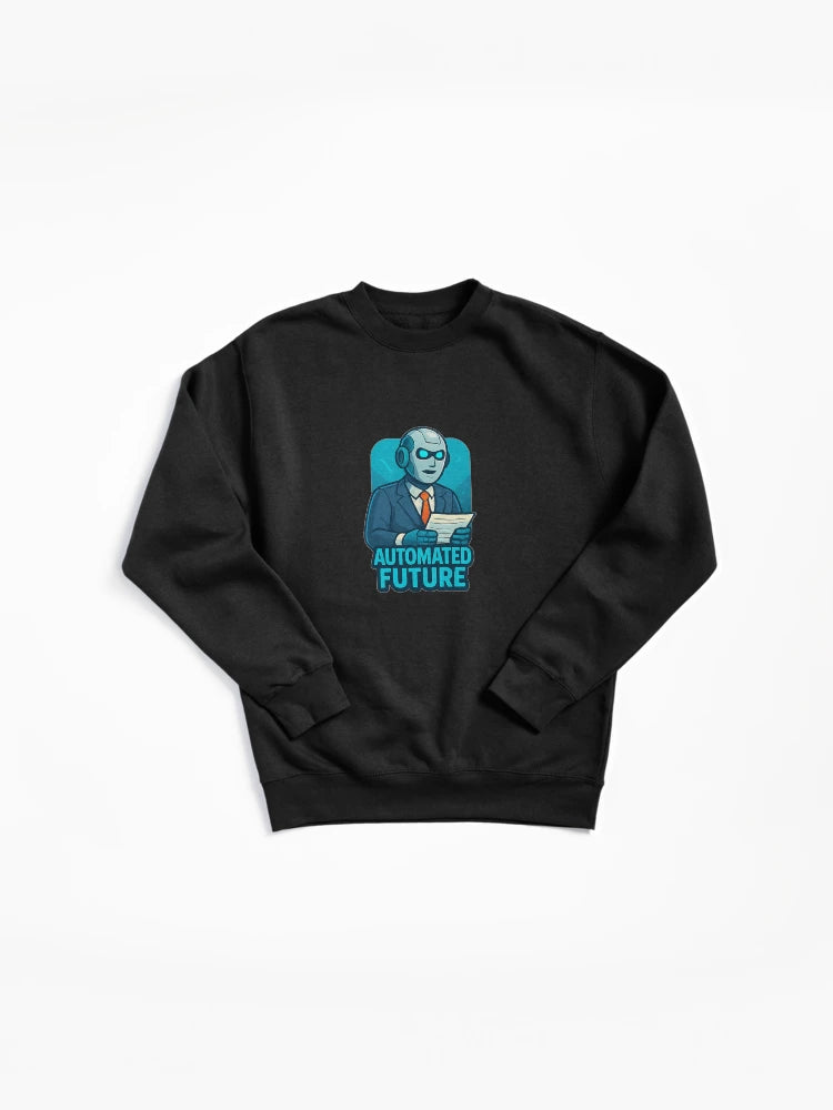 Automated Future Robot Pullover Sweatshirt - Sci-Fi Tech Enthusiast