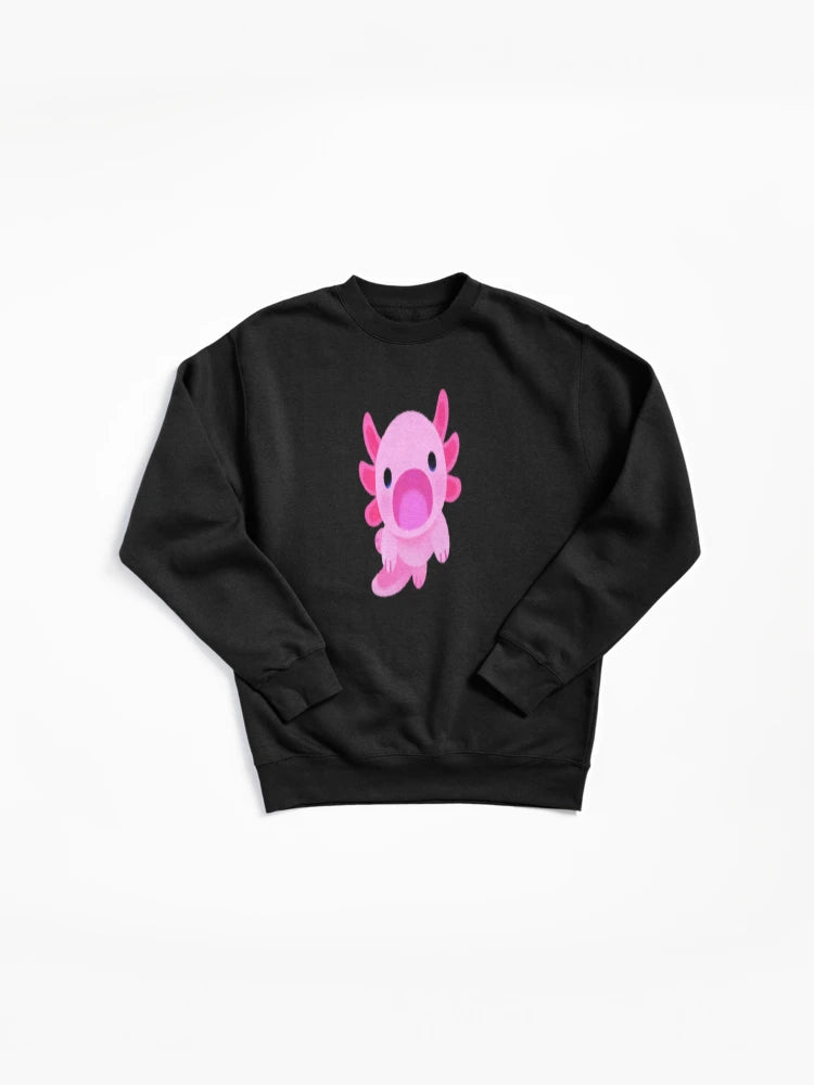Happy Axolotl Illustration Pullover Sweatshirt - Cute Animal Graphic