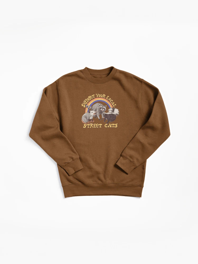 Street Cats Graphic Pullover - Urban Style Pullover Sweatshirt