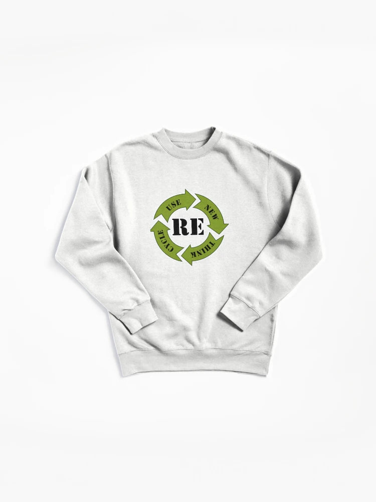 Recycle Reuse Renew Activism Pullover Sweatshirt - Green Action