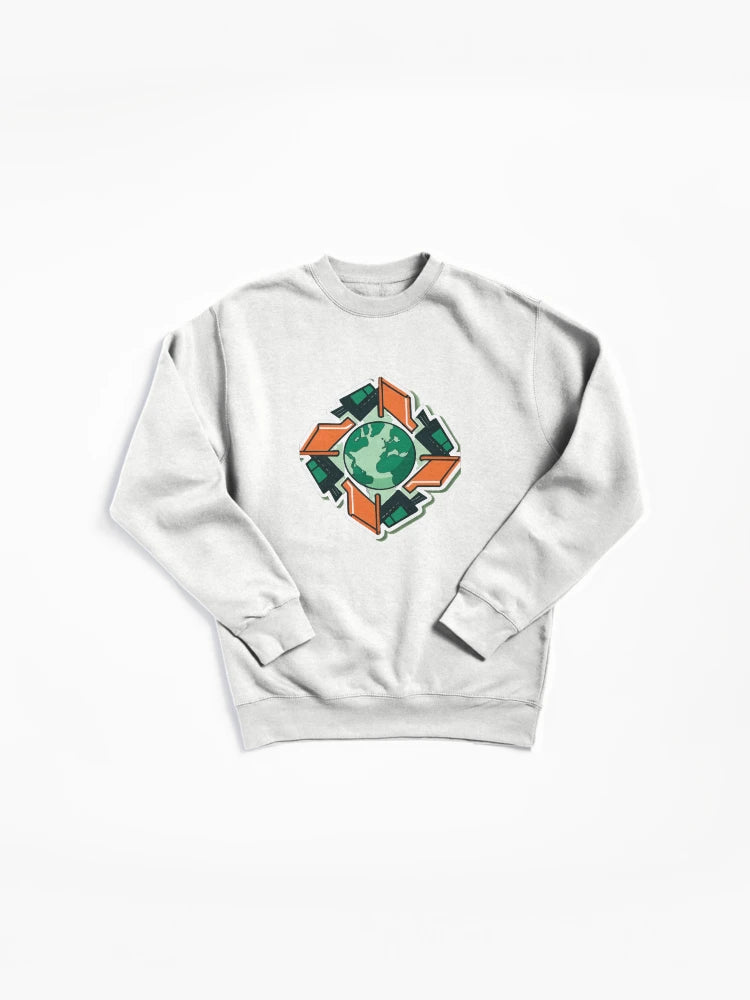 Geometric Garbage Truck Recycling Art Pullover Sweatshirt